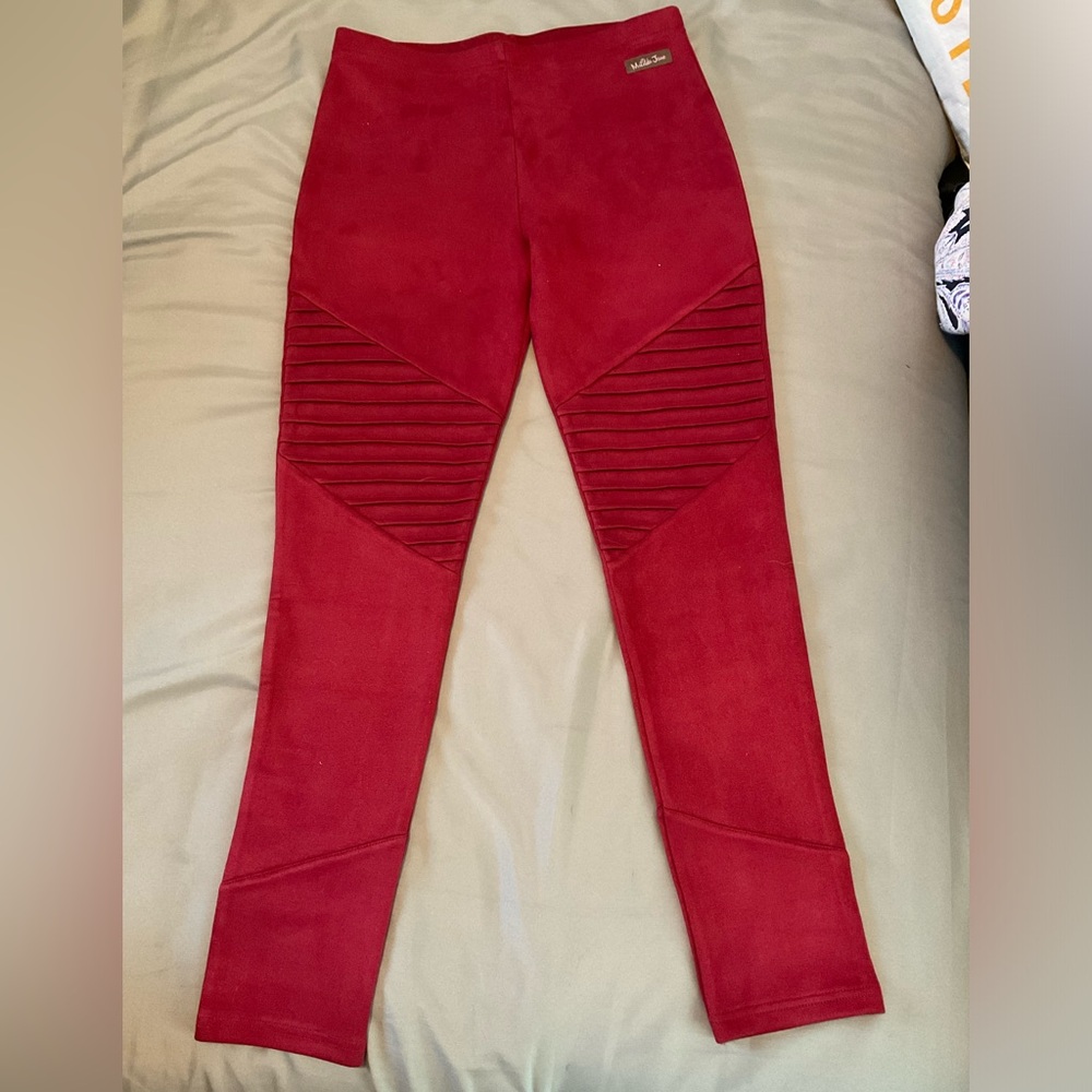 Girls Matilda Jane Heart to Heart Isabella Faux Suede Magenta Moto Leggings 14